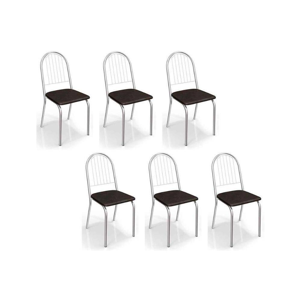 Kit 6 Cadeiras De Cozinha Noruega C077 6 Un Cromada Preto 110