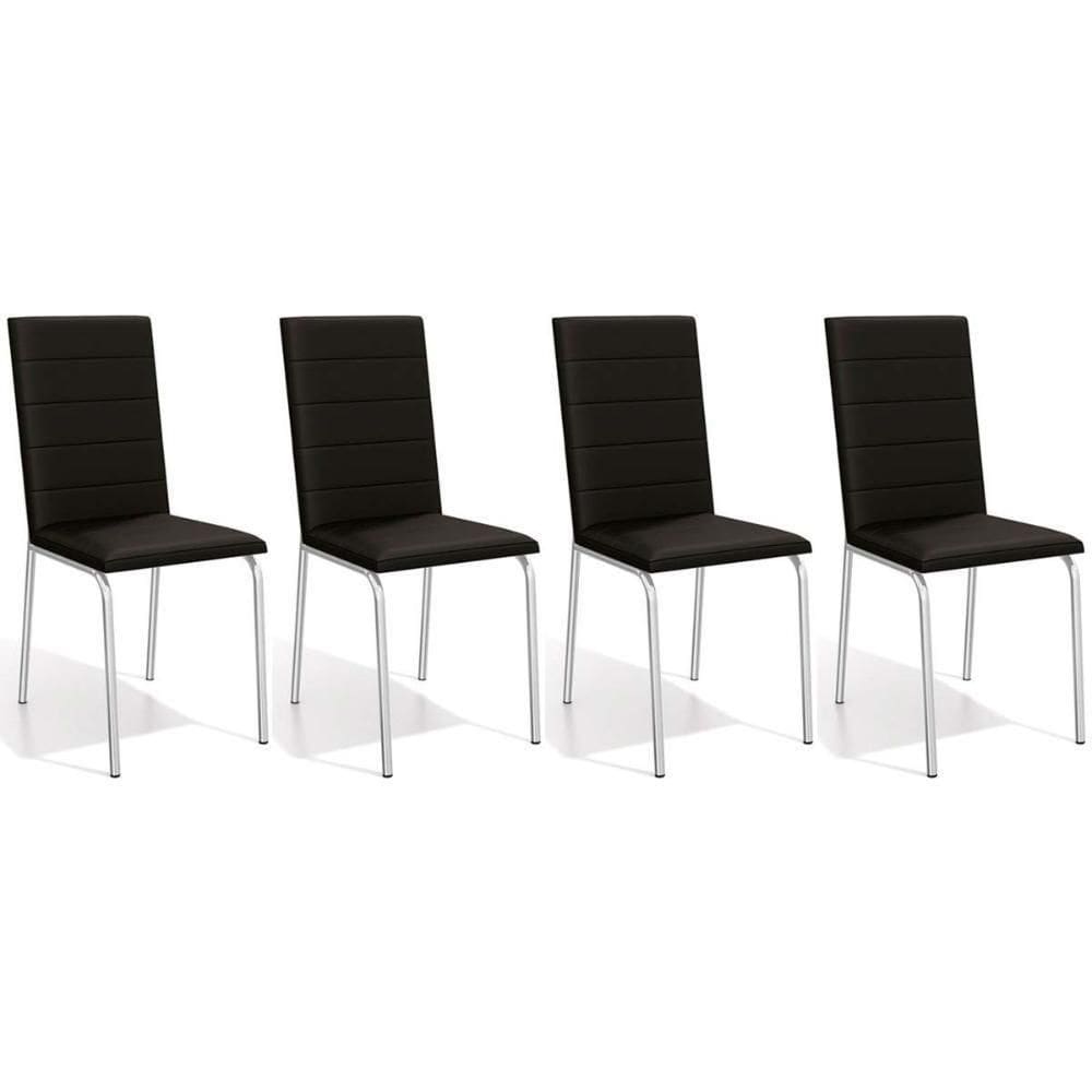 Cadeira De Cozinha Amsterdã C091 Kit 4 Un Cromada Preto 110