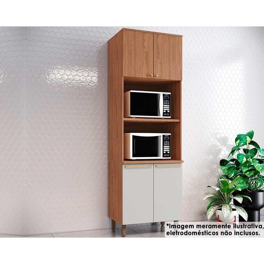 Paneleiro De Cozinha Modulado Requinte Torre Quente Com 4 Portas E 2 Nichos Para Forno 71cm Nature Nature Areia