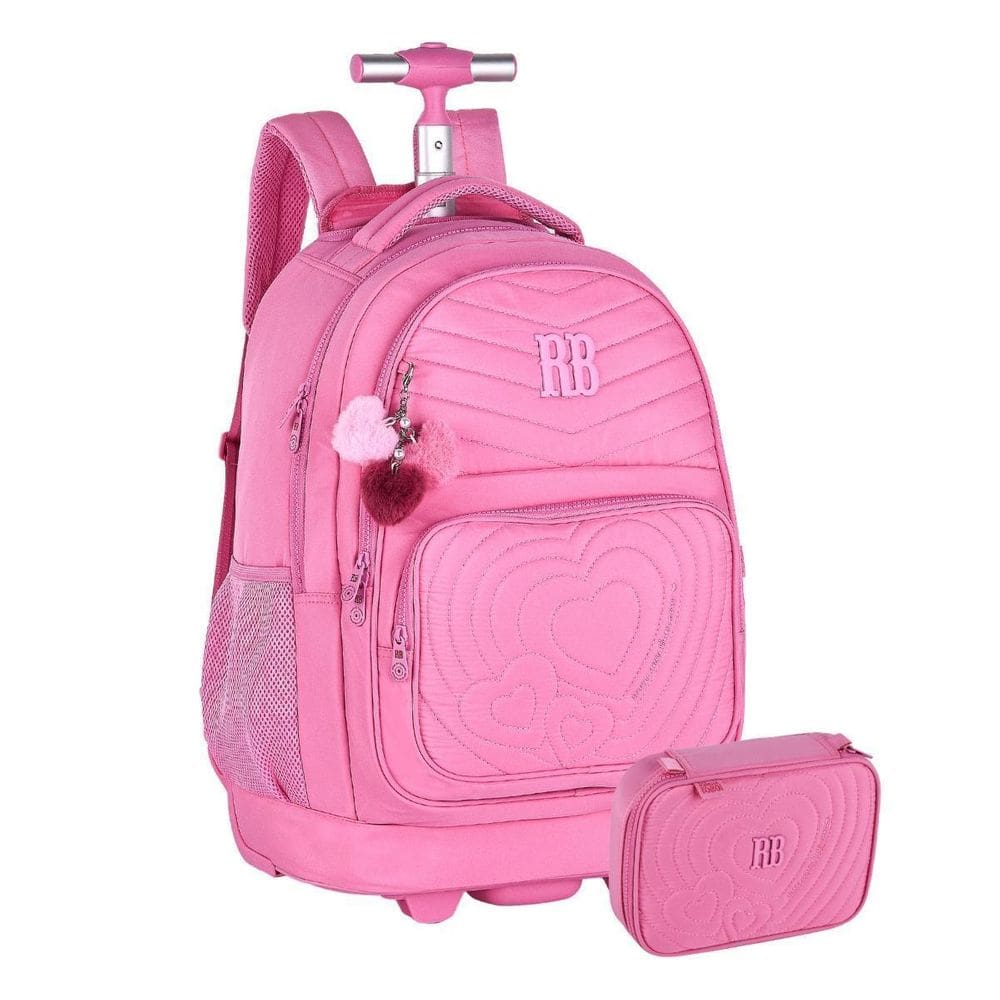 Kit Mochila Rodinhas Rebecca Bonbon Com Estojo Box - Rosa