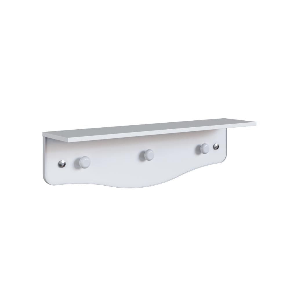 Prateleira de Madeira Infantil com Cabideiro Linha Encanto 70cm Branco - Completa Móveis