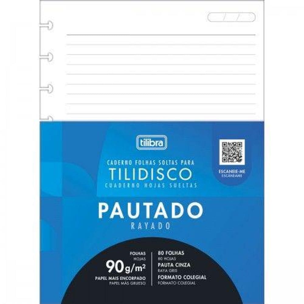 Refil para Tilidisco Universitário Pautado 80 Folhas Tilibra 1770