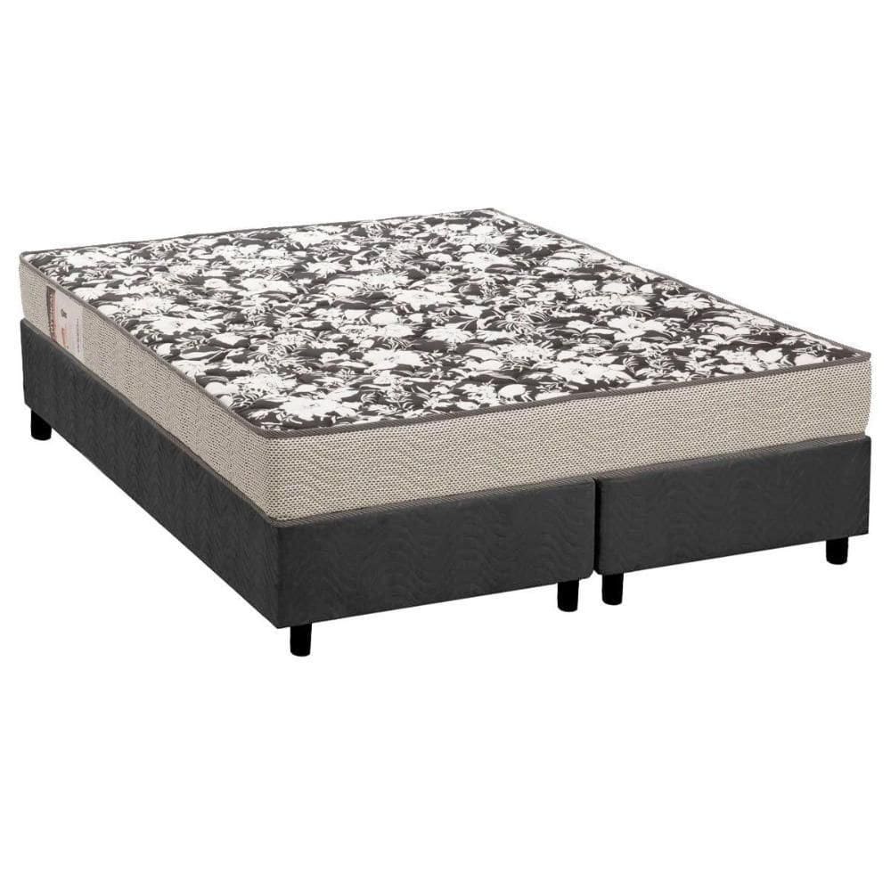 Conjunto Box Queen: Colchão Espuma Ortobom D26 Physical Ultra Resistente + Base Crc Suede Gray (158x198)