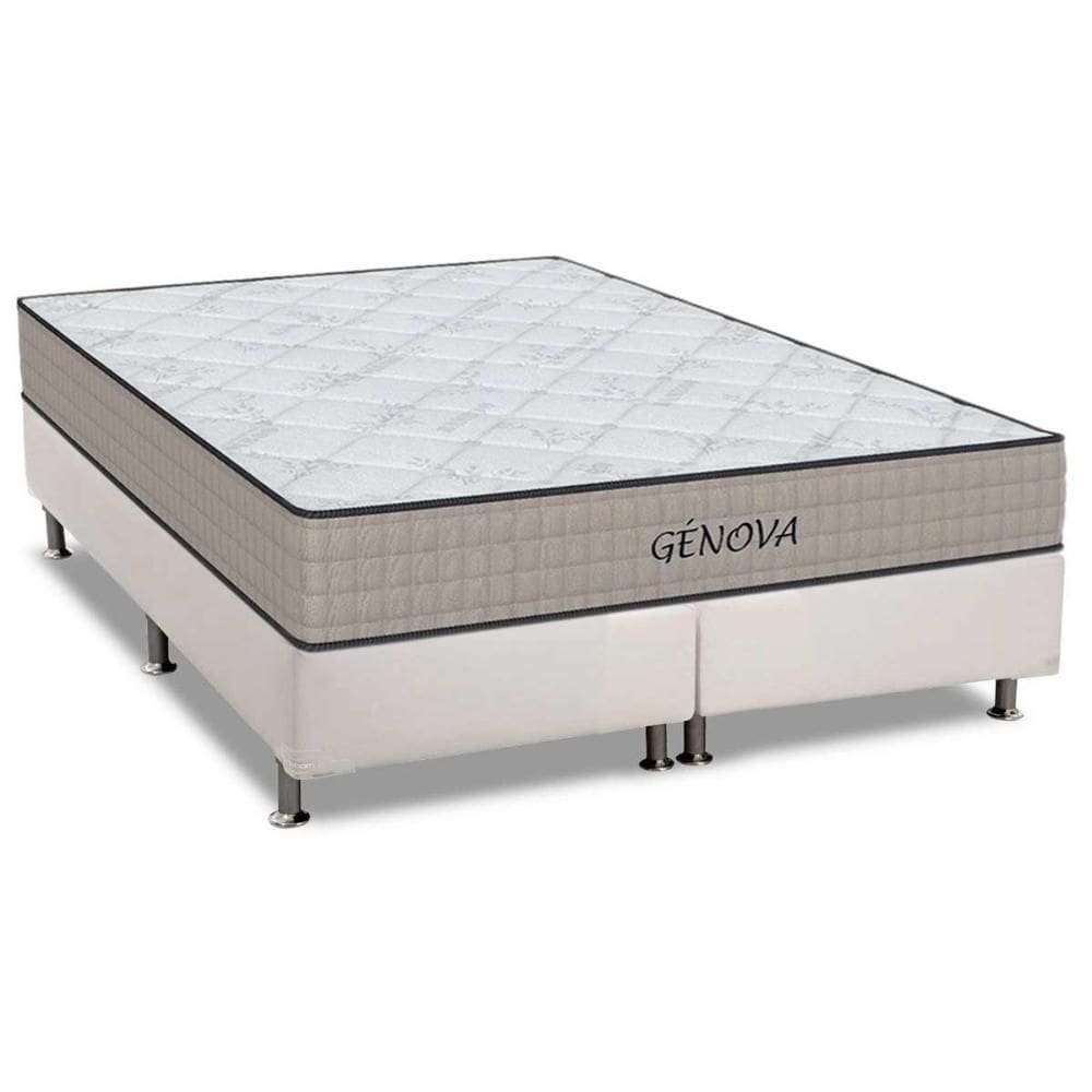 Cama Box King: Colchão Espuma D45 Ortho Genova + Base Crc Courano White (193x203)