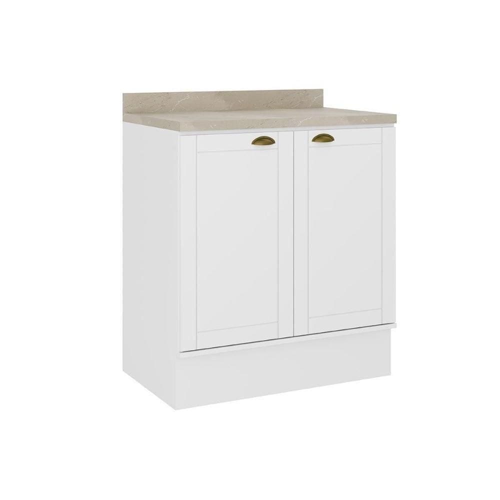 Gabinete De Cozinha Modulado Balcão Com Tampo Bella 2609 Com 2 Portas 80cm Branco