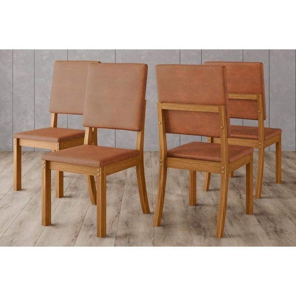 Cadeira De Cozinha Milla Plus Kit 4 Un Nature Courano Caramelo