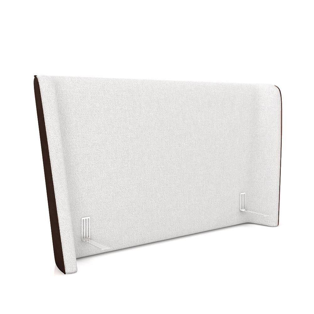 Cabeceira Design Para Cama King Torres Pés Em Madeira Pu/bouclê Marrom/off White G91 - Gran Belo