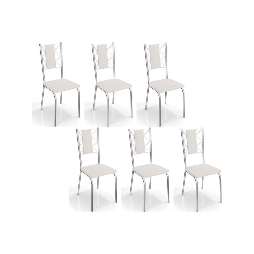 Cadeira De Cozinha Lisboa C076 Kit 6 Un Cromada Branco 106