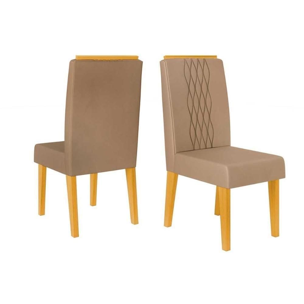 Kit 2 Cadeiras De Cozinha Lia 2 Un Cedro Suede Kraft Bege