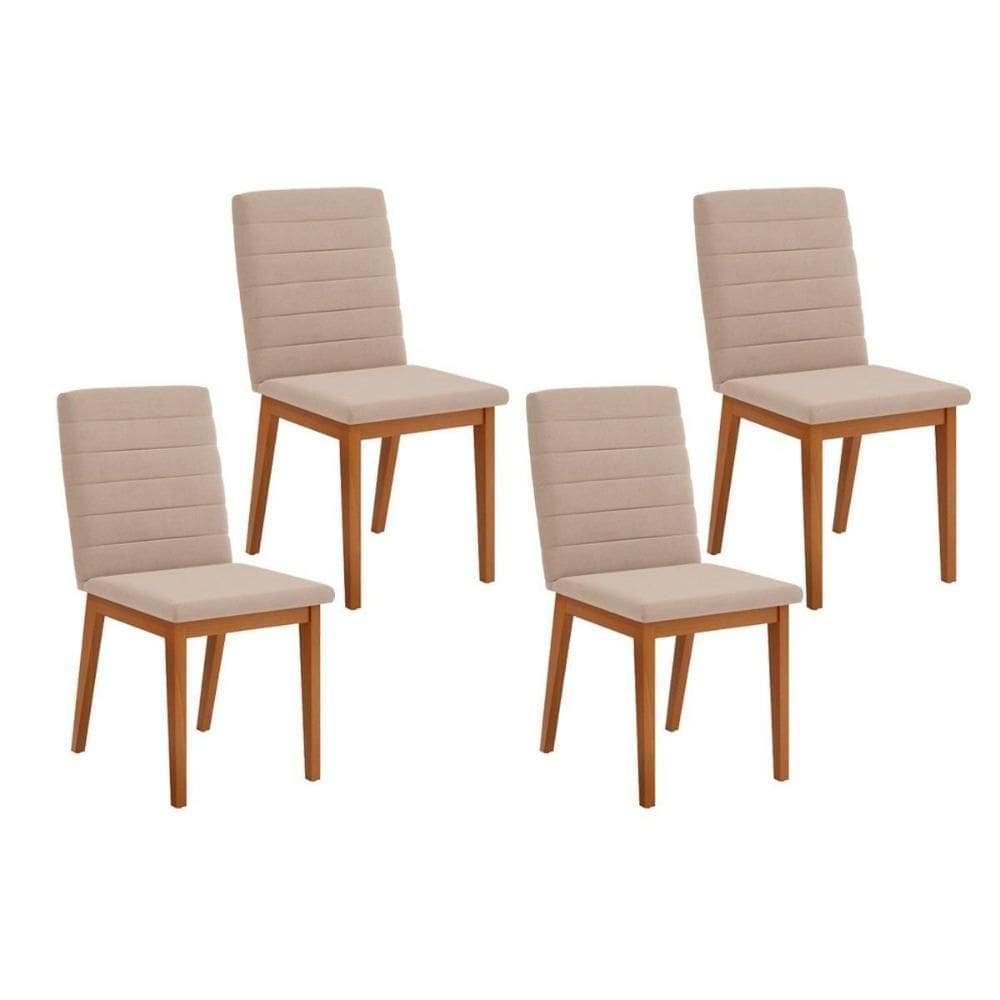 Cadeira De Cozinha Sofia Kit 4 Un Ipe Suede Creme