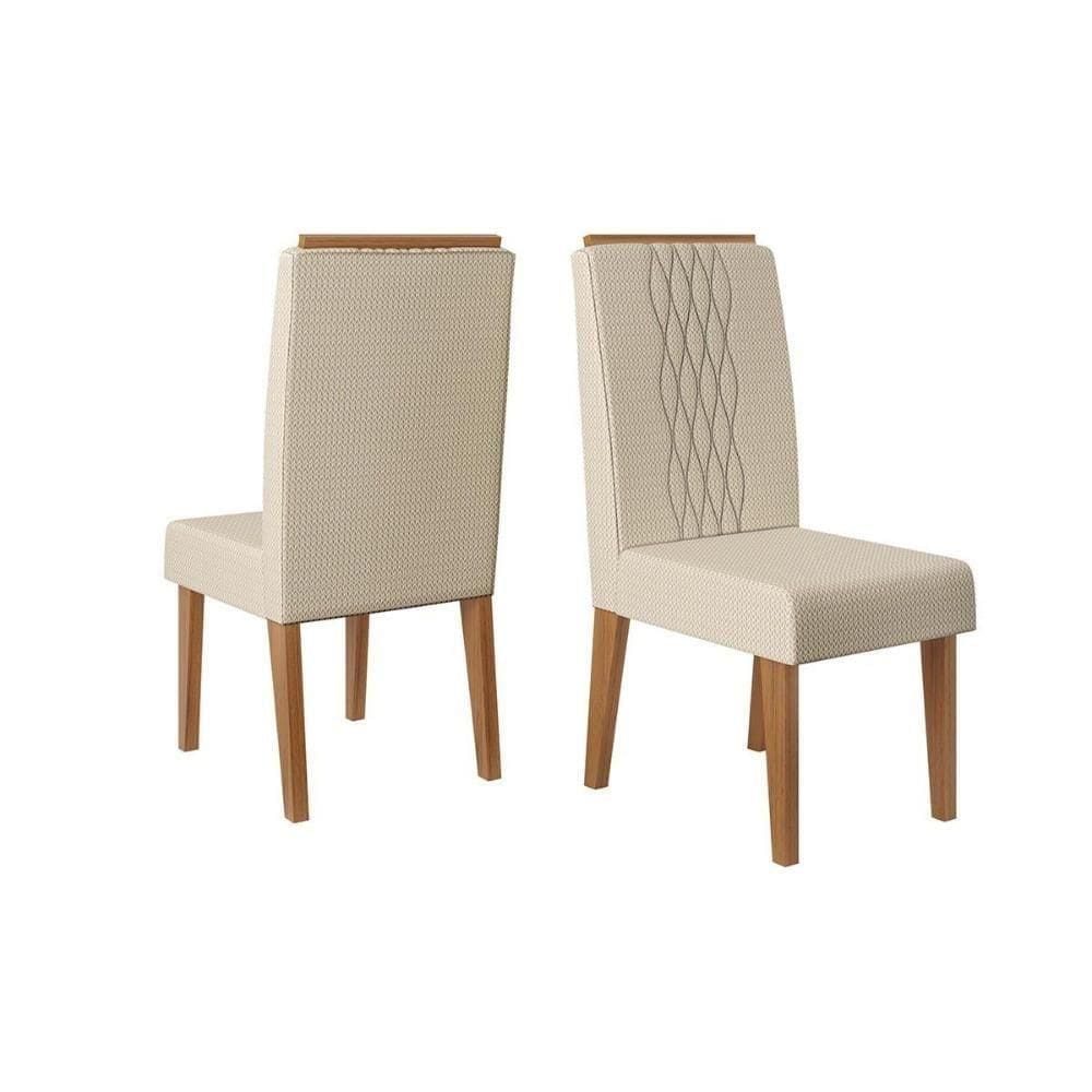 Kit 2 Cadeiras Sala Jantar Lia 2 Un Freijo Linho Neve Bege