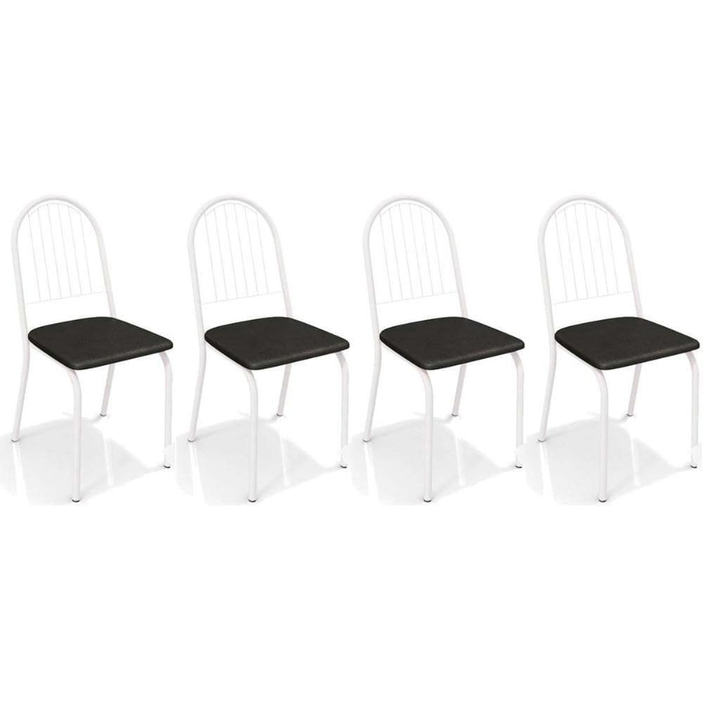 Kit 4 Cadeiras De Cozinha Noruega 2c077 4 Un Branco Fosco Preto 110