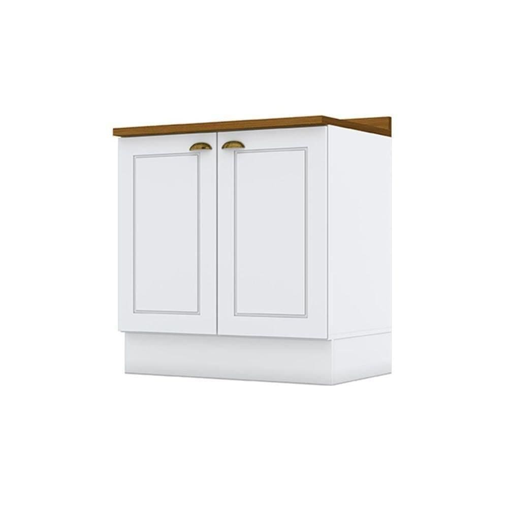 Gabinete De Cozinha Modulado Balcão Com Tampo Americana Com 2 Portas 80cm Branco