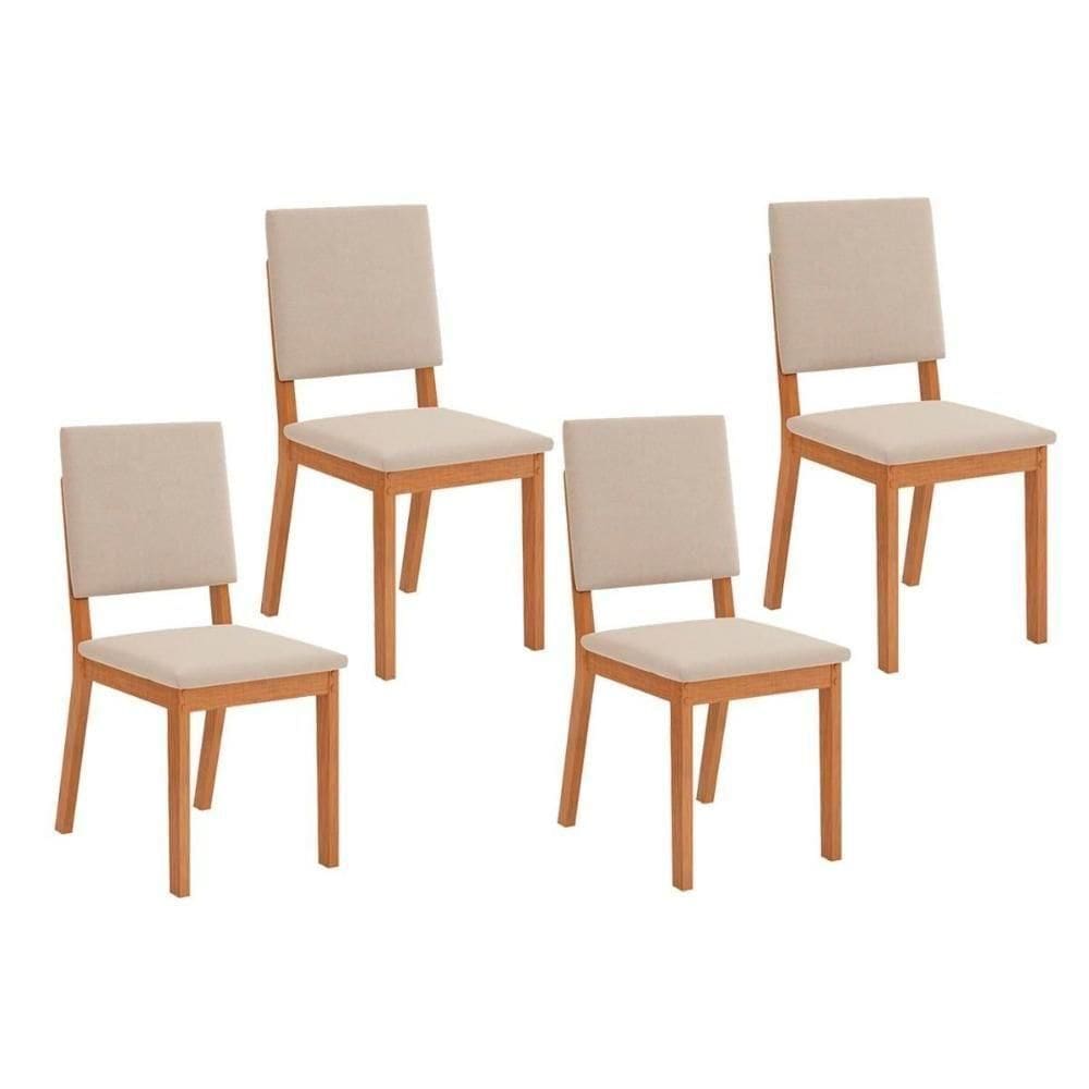 Cadeira De Cozinha Talia Kit 4 Un Cedro Suede Creme