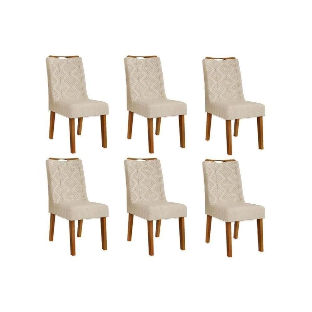 Kit 6 Cadeiras De Cozinha Stela 6 Un Ipe Linho Neve