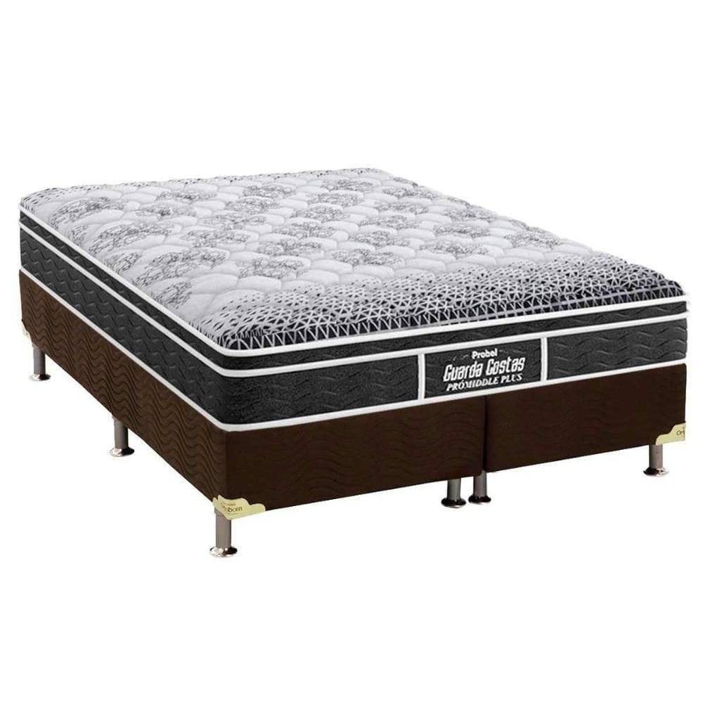 Conjunto Box King: Colchão Espuma Probel D28 Anatômico Guarda Costas Prómiddle Plus + Base Crc Suede Brown (193x203)