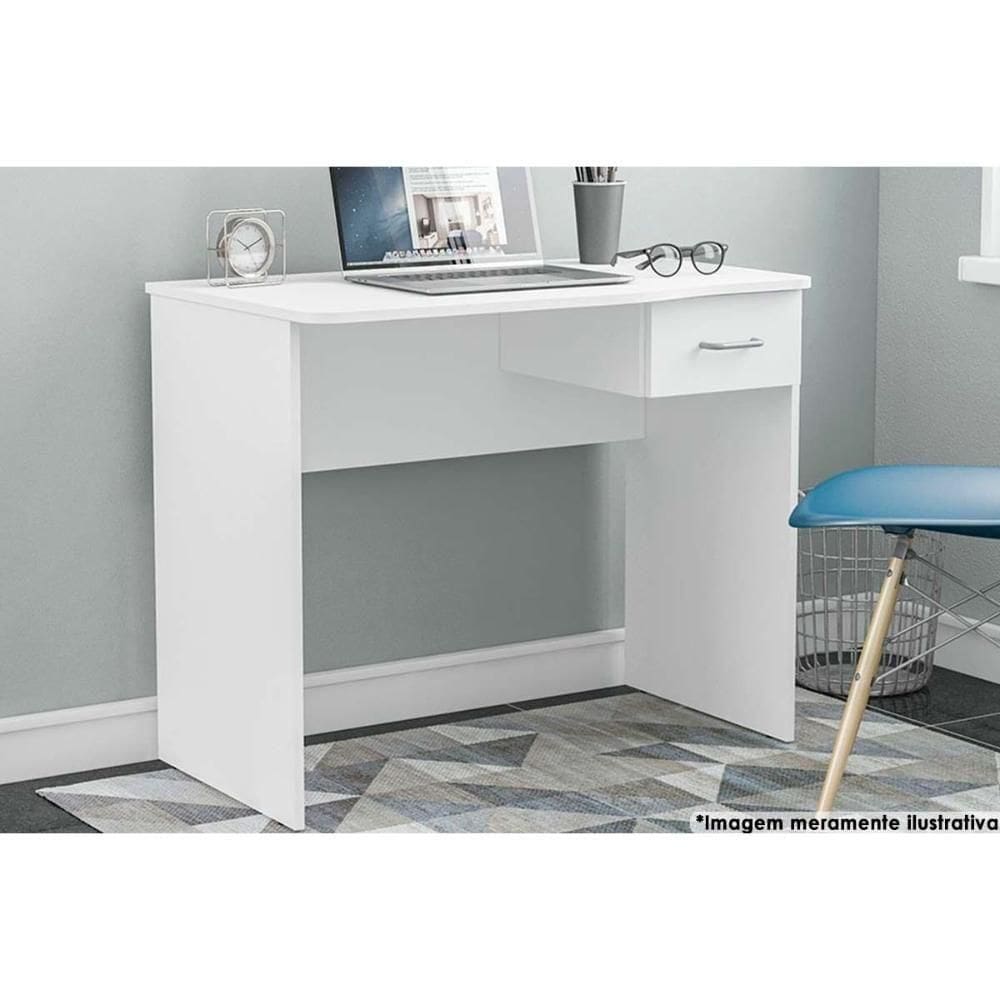 Mesa Computador Casal Arapei Com 1 Gaveta Branco Politorno