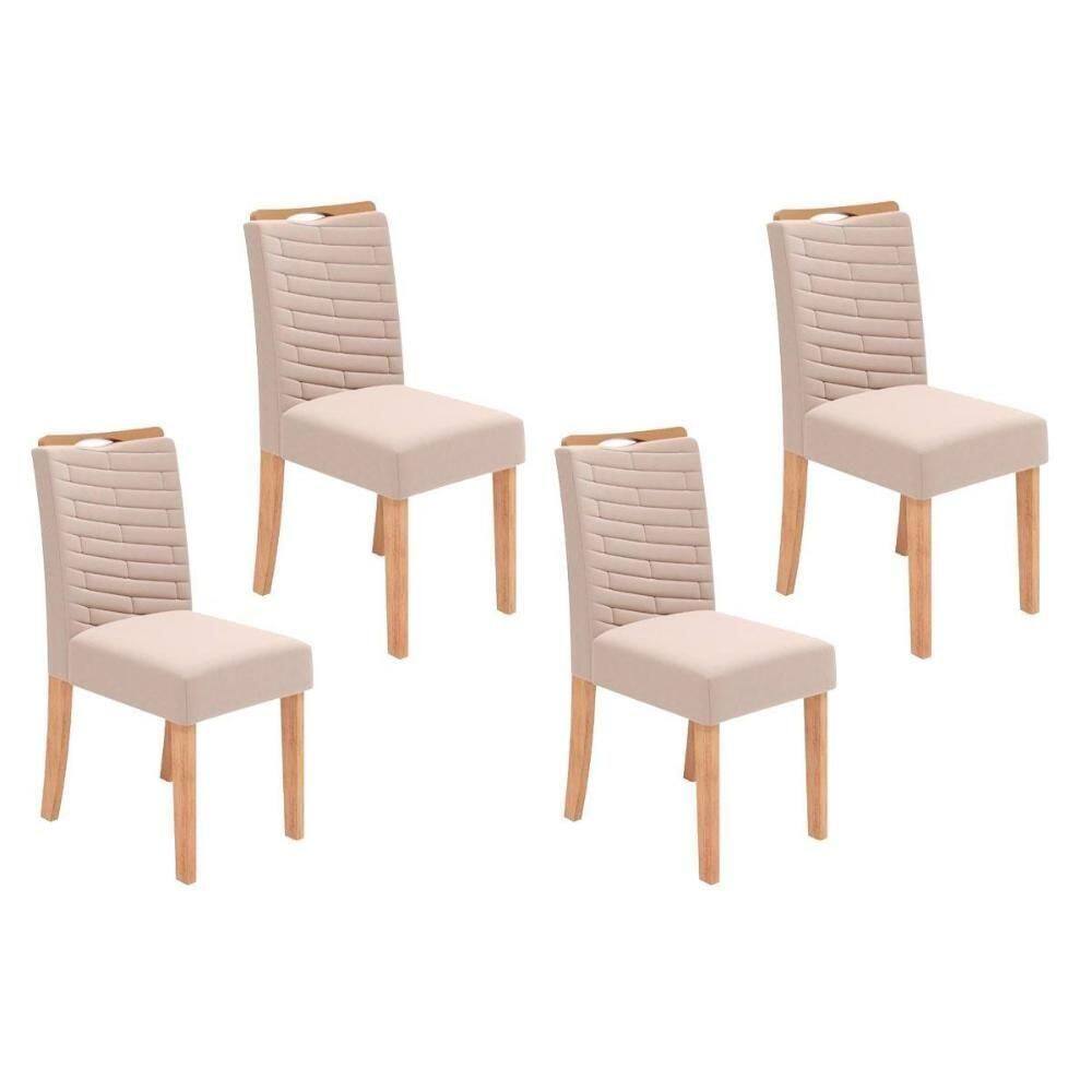 Cadeira De Cozinha Julia Kit 4 Un Cedro Suede Kraft