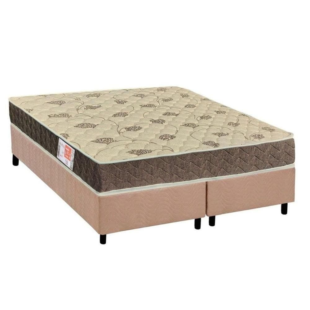 Cama Box Queen: Colchão Espuma D33 Ortho Comfortpedic + Base Crc Suede Clean (158x198)