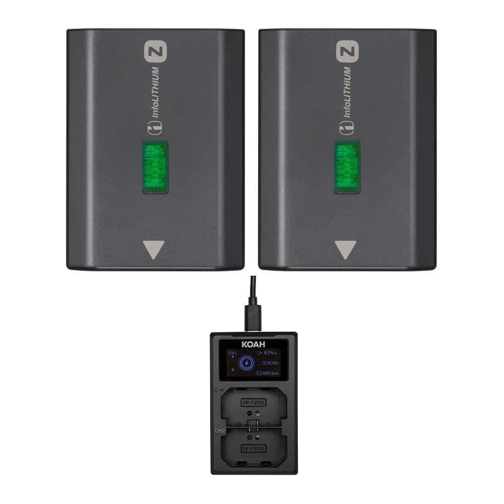 Bateria de câmera recarregável Sony NPFZ100 Z-Series (x2) com carregador