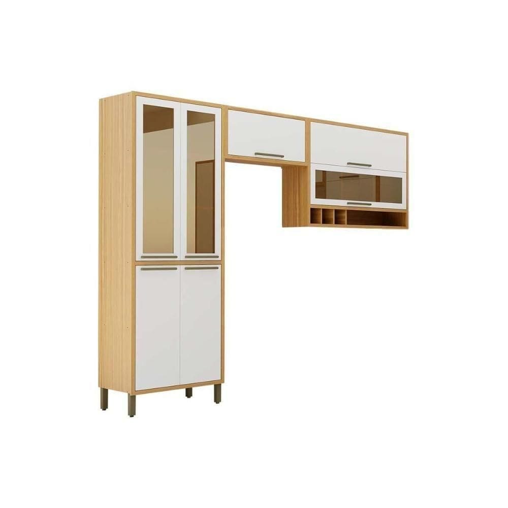 Kit Cozinha Modulada 3 Peças Syrah 2aéreos+ 1 Paneleiro Cpt01 Amendoa Branco Ronipa