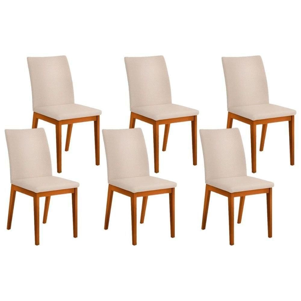 Kit 6 Cadeiras Sala Jantar Vitória 6 Un Ipe Suede Creme