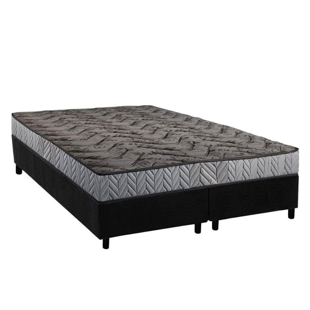 Conjunto Box King: Colchão Espuma Paropas Compact Ag 65 - D23 Royalle Rústico Prata + Base Crc Suede Black (193x203)