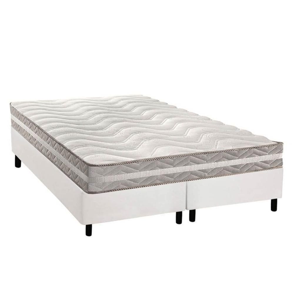 Conjunto Box King: Colchão Espuma Paropas D33 D45- Pro Sono Double Face Prata + Base Crc Courano White (193x203)