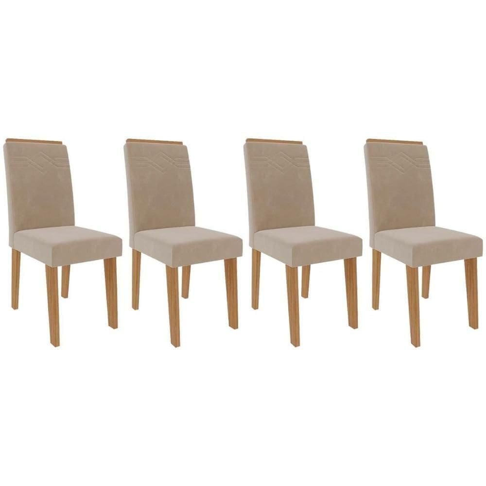 Kit 4 Cadeiras Sala Jantar Taís 4 Un Nature Suede Nude Bege Cimol