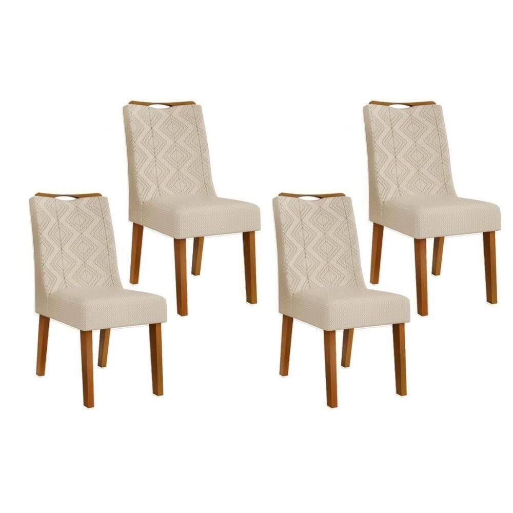 Kit 4 Cadeiras Sala Jantar Stela 4 Un Ipe Linho Neve