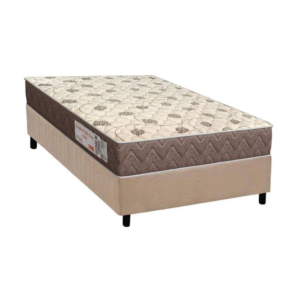 Conjunto Box Solteiro: Colchão Espuma Ortho D28 Comfortpedic + Base Crc Suede Clean (88x188)