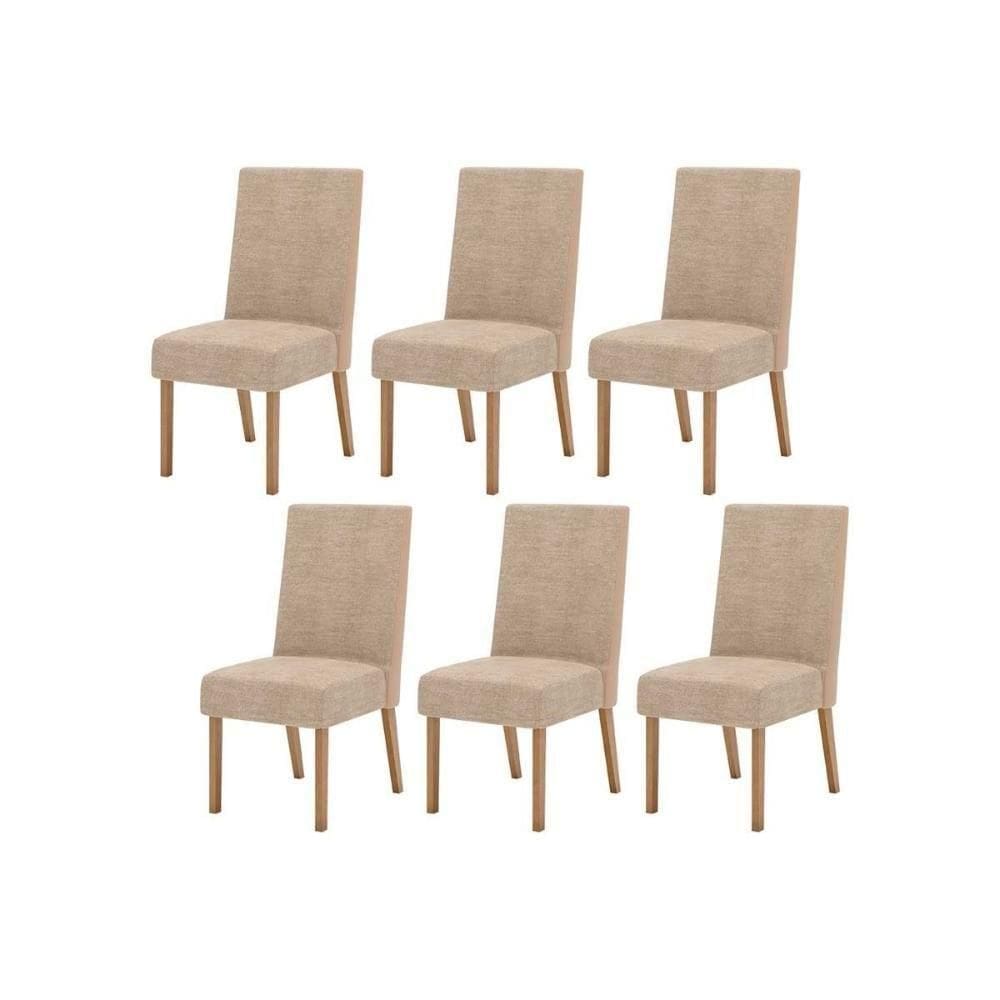 Kit 6 Cadeiras Sala Jantar Anne 6 Un Nature Courano Creme