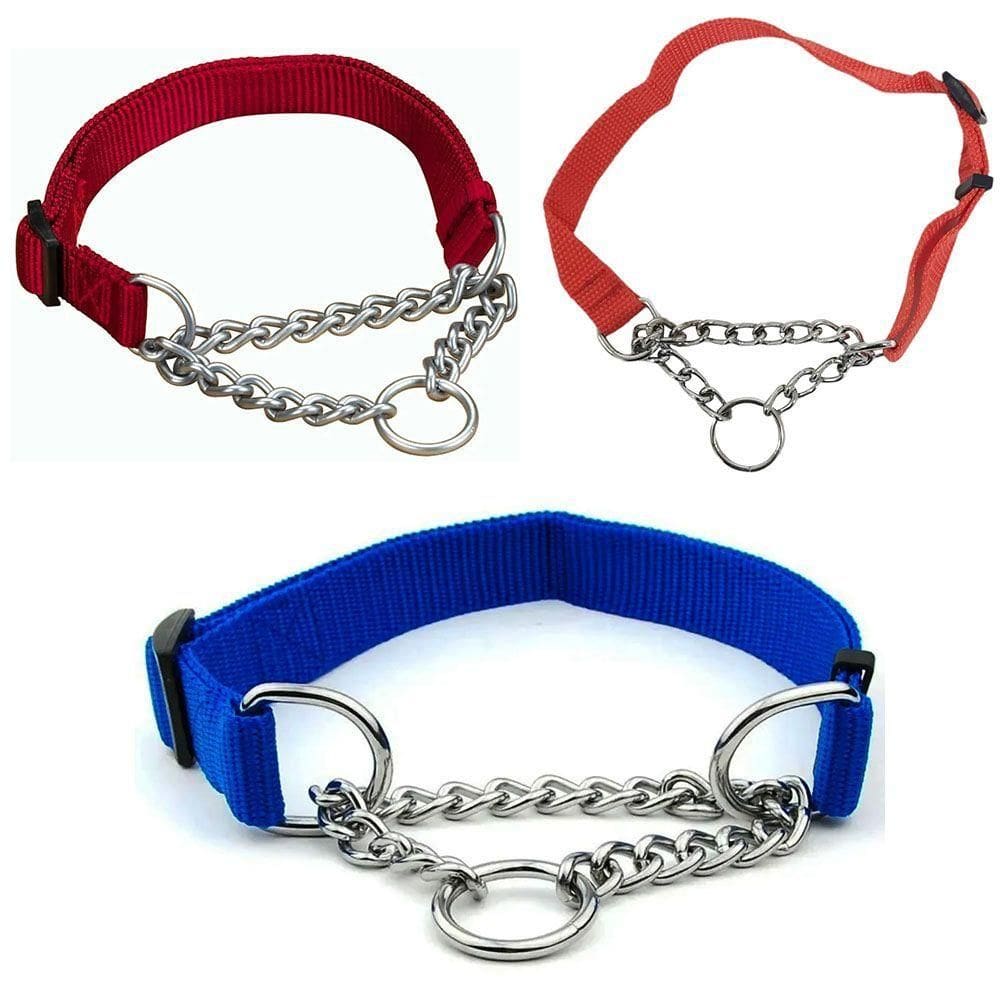 Coleira Guia Cachorros Caes Ajustavel Kit 3 Uni Corrente Elo Torcido Pet Adestramento Educaçao