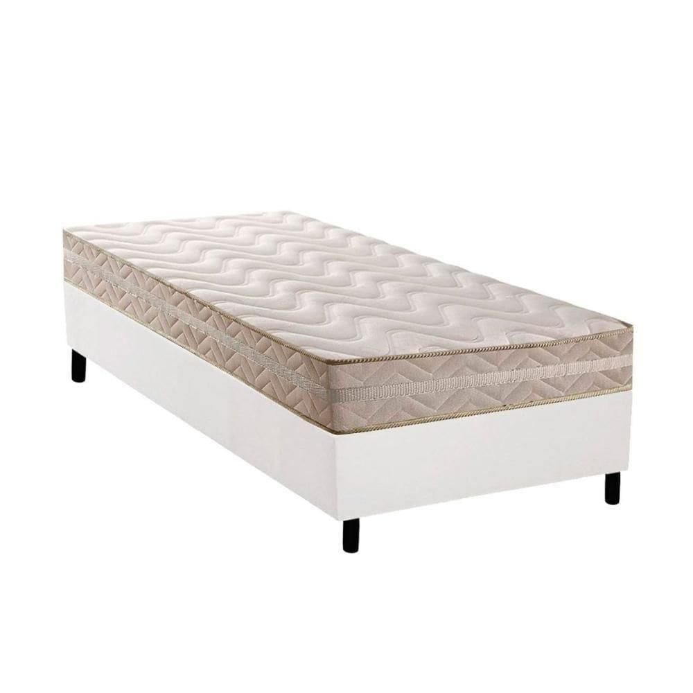 Conjunto Box Solteiro: Colchão Espuma Paropas D28 - Master Ag80 Clean Double Face 17 + Base Crc Courano White (88x188)