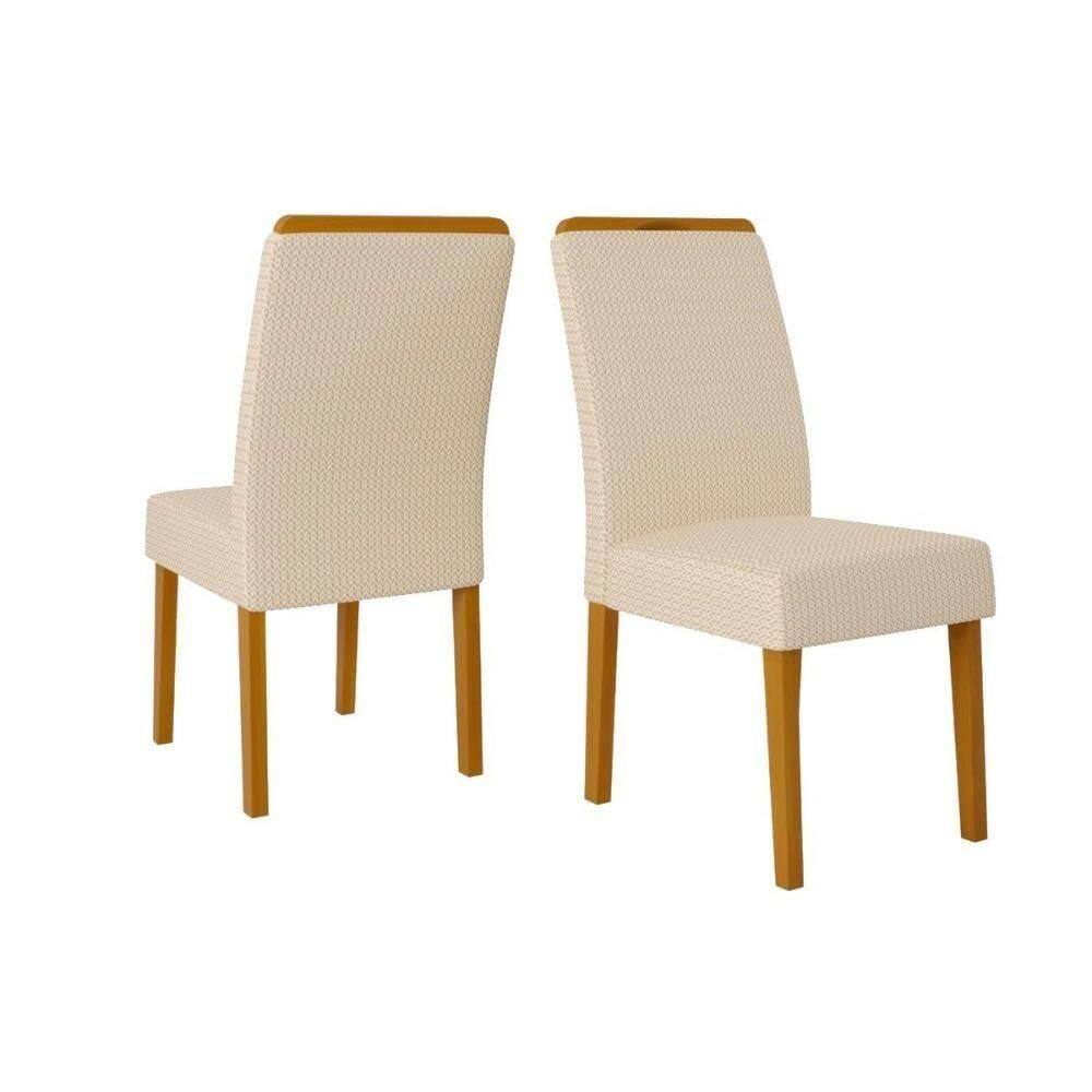 Kit 2 Cadeiras Sala Jantar Diana Madeira Maciça Ipe Linho Neve Bege