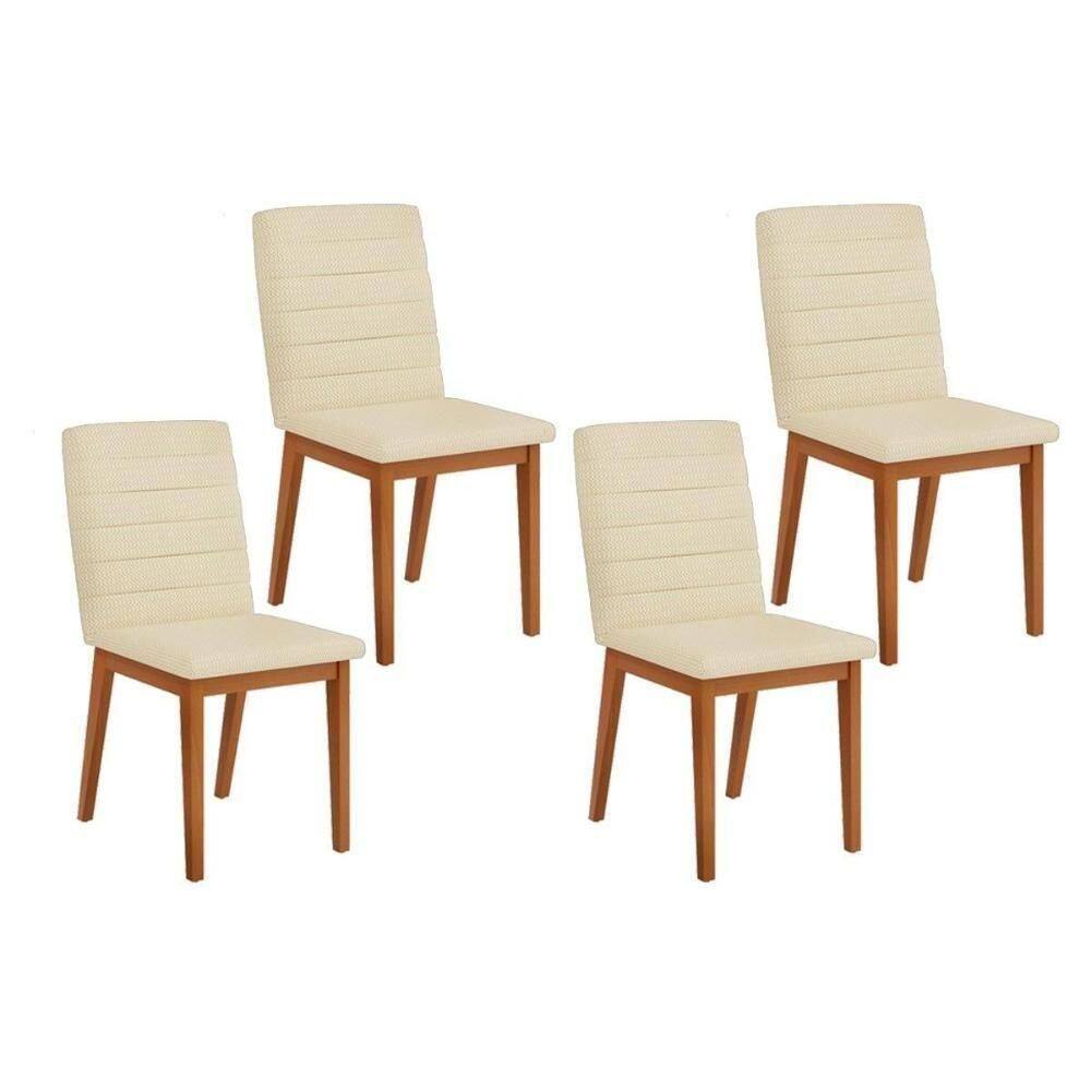 Kit 4 Cadeiras Sala Jantar Sofia 4 Un Ipe Linho Neve
