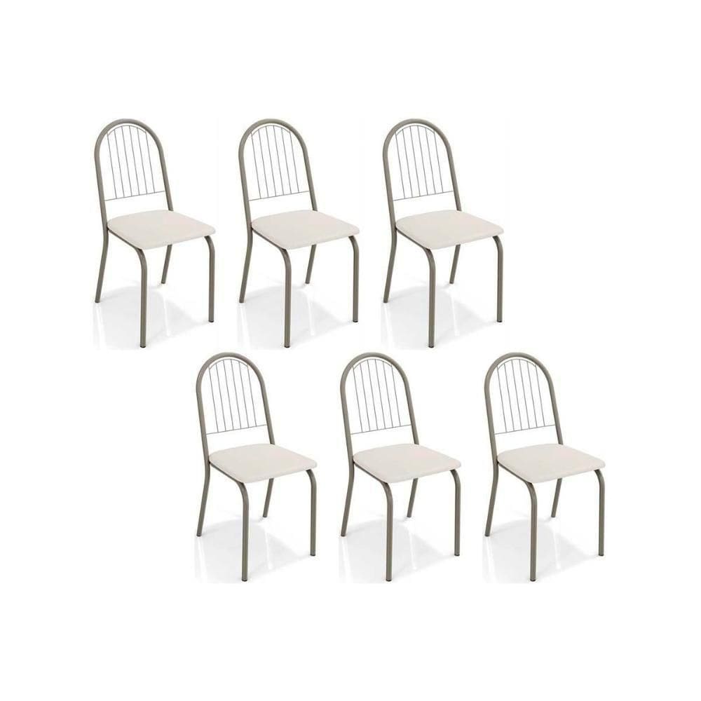 Cadeira De Cozinha Noruega C077 Kit 6 Un Niquel Branco 106