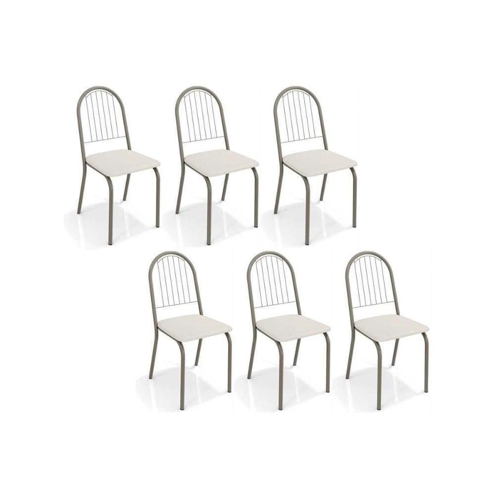Cadeira De Cozinha Noruega 2c077 Kit 6 Un Niquel Branco 106