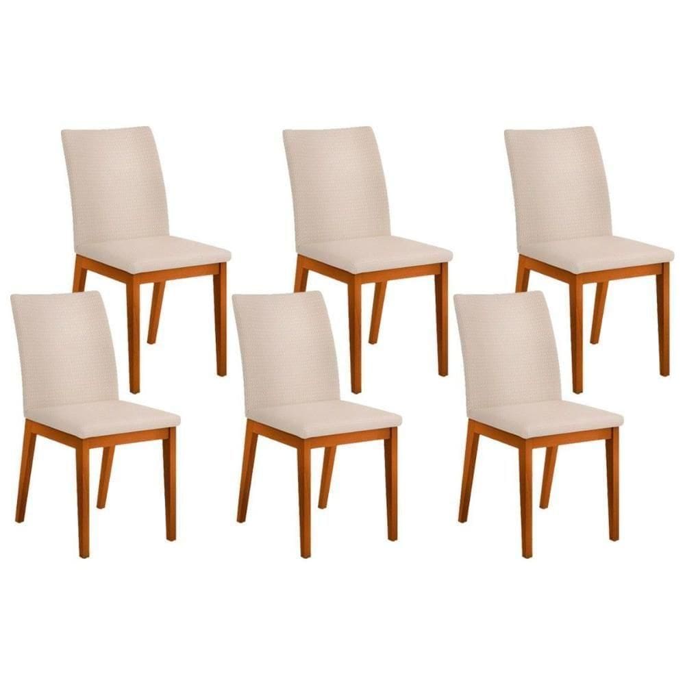 Cadeira De Cozinha Vitória Kit 6 Un Ipe Linho Neve