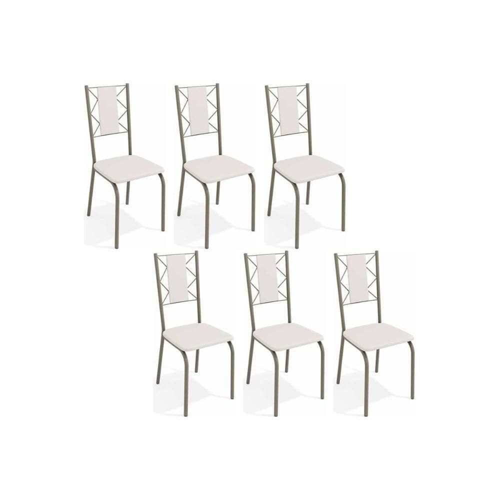 Cadeira De Cozinha Lisboa C076 Kit 6 Un Niquel Branco 106