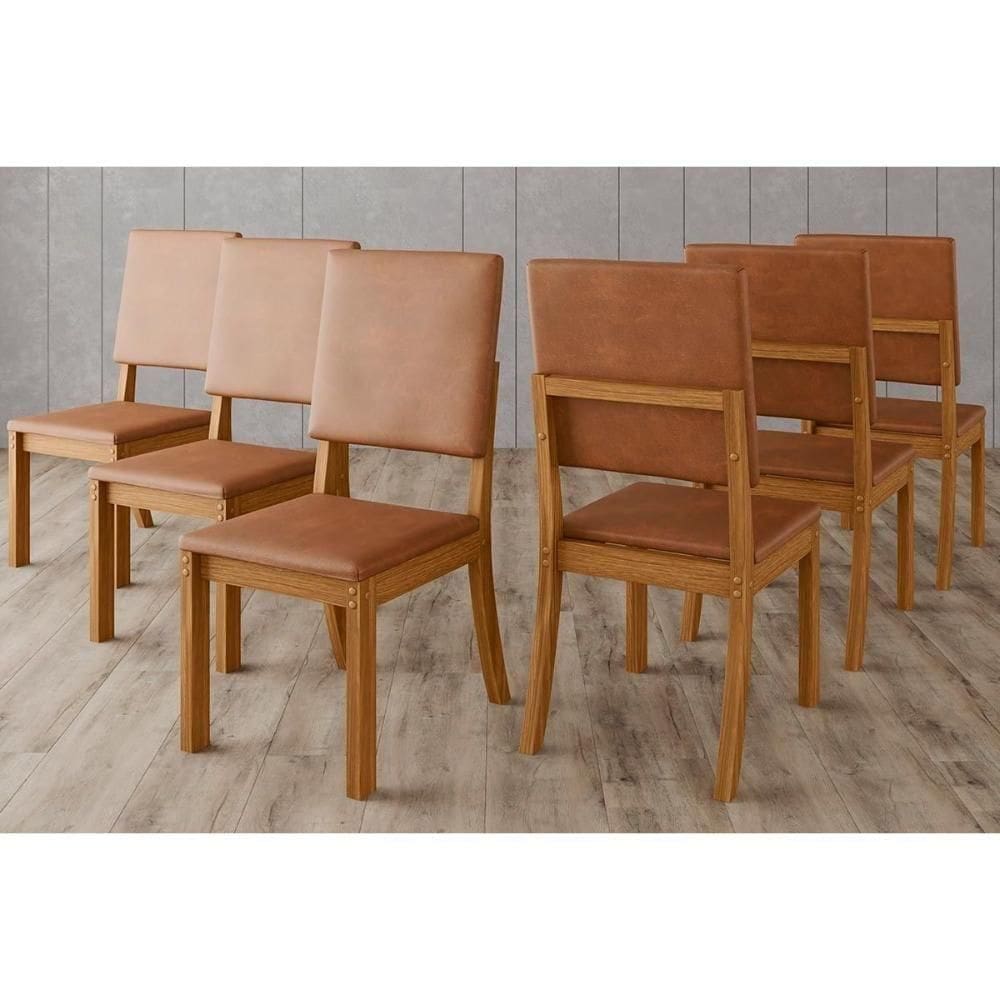 Kit 6 Cadeiras Sala Jantar Milla Plus 6 Un Nature Courano Caramelo