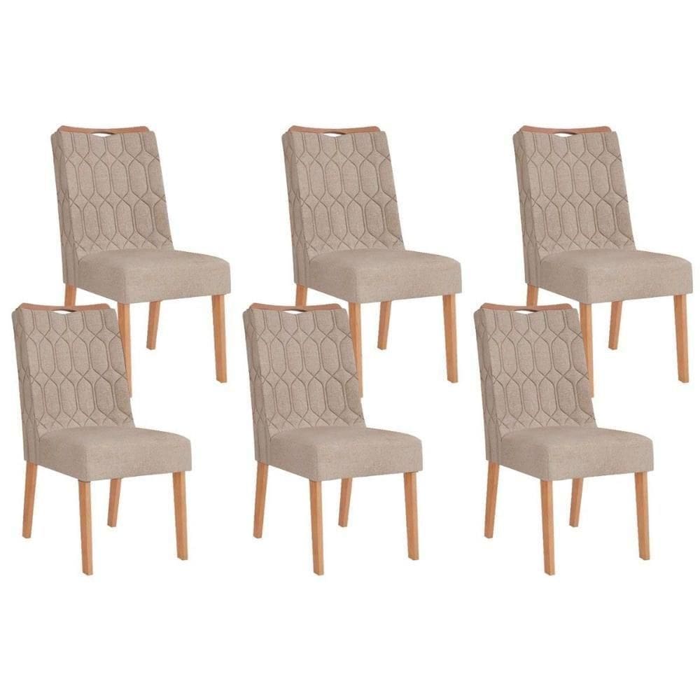 Kit 6 Cadeiras Sala Jantar Bia 6 Un Cedro Suede Kraft