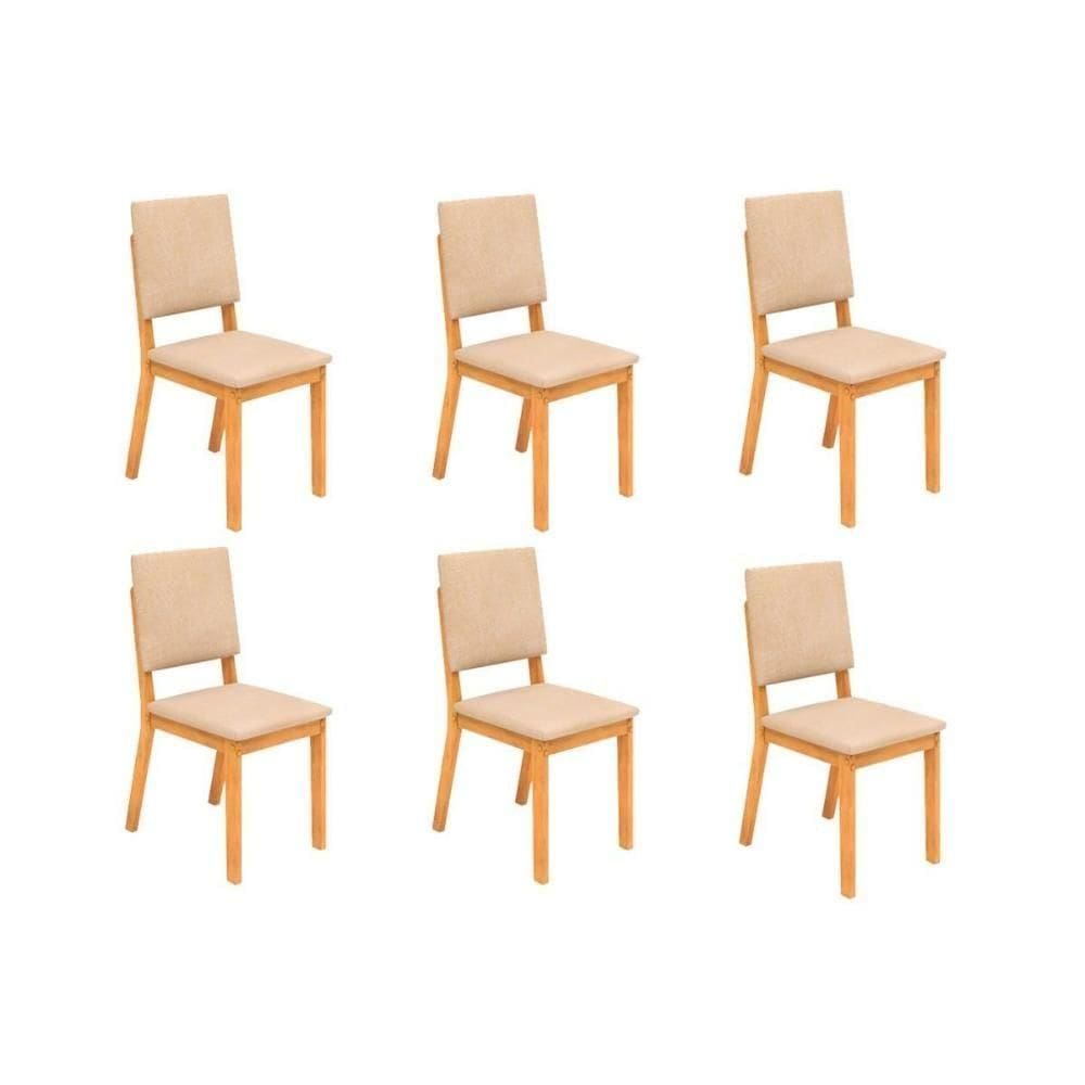 Cadeira De Cozinha Talia Kit 6 Un Cedro Suede Creme