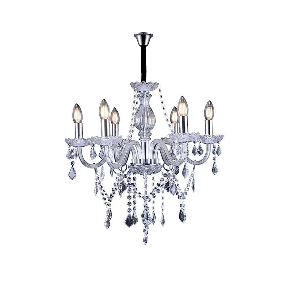 Lustre Pendente Taschibra Glam 6 Transparente E14 Bivolt