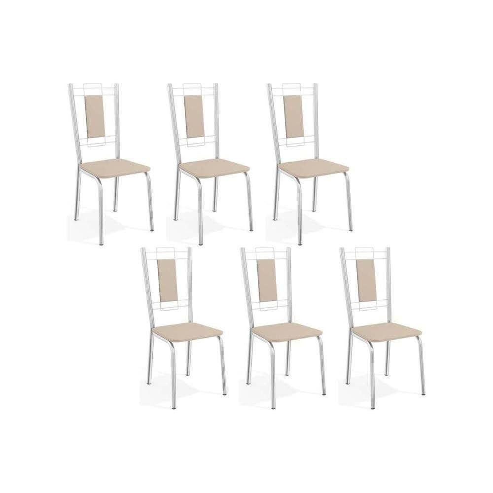Kit 6 Cadeiras Sala Jantar Florença C005 6 Un Cromada Nude 16