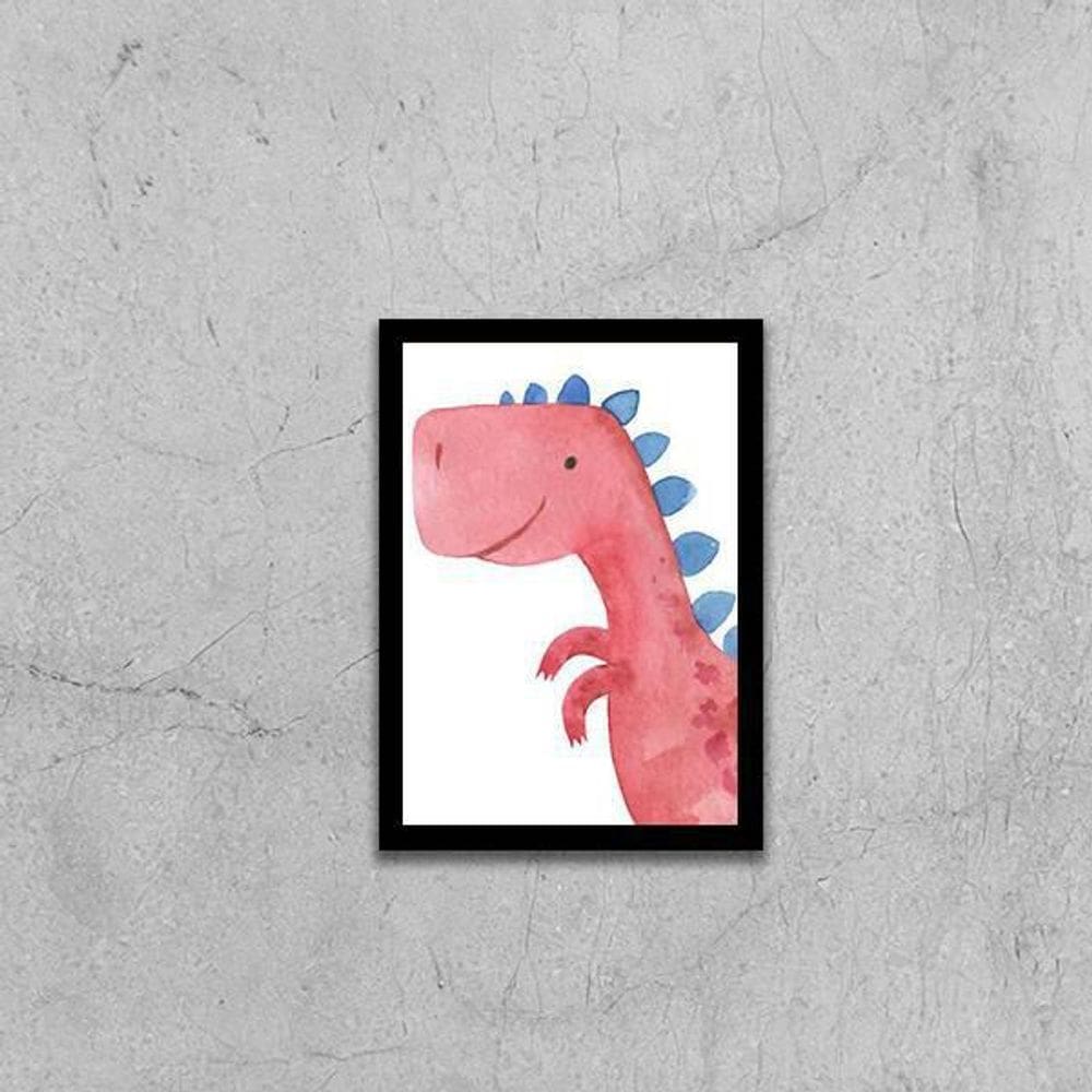 Quadro Decorativo Infantil Dinossauro Rosa 24X18Cm