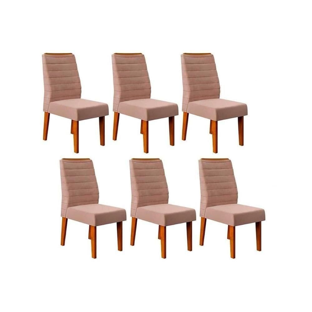 Kit 6 Cadeiras Sala Jantar Ondina 6 Un Freijó Suede Kraft