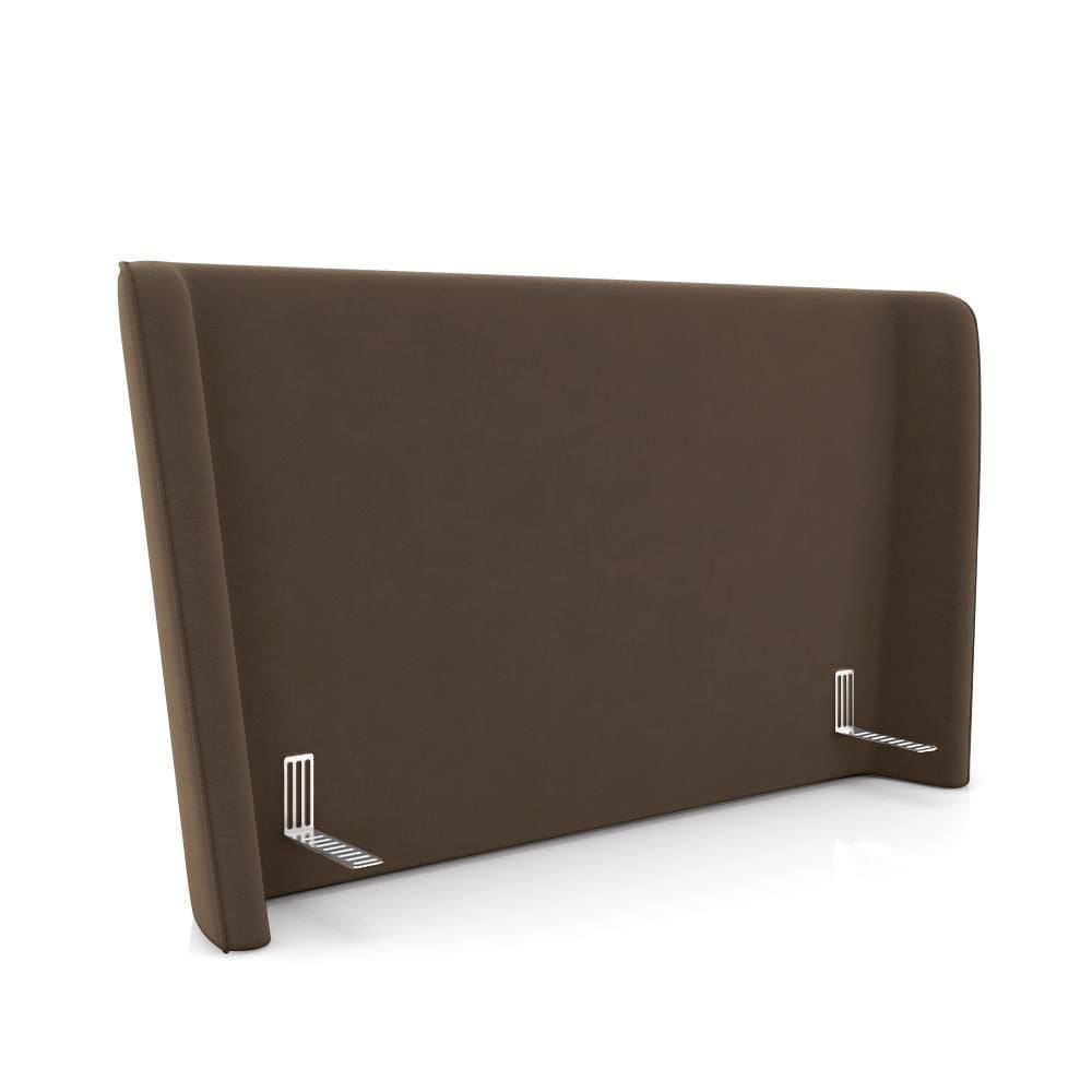 Cabeceira Design Para Cama Queen Torres Pés Em Madeira Veludo Marrom G91 - Gran Belo