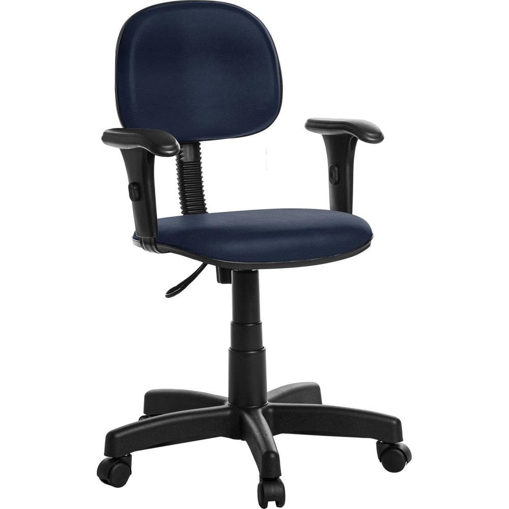 Cadeira Para Escritório Secretaria Com Braço Rv Azul Escuro