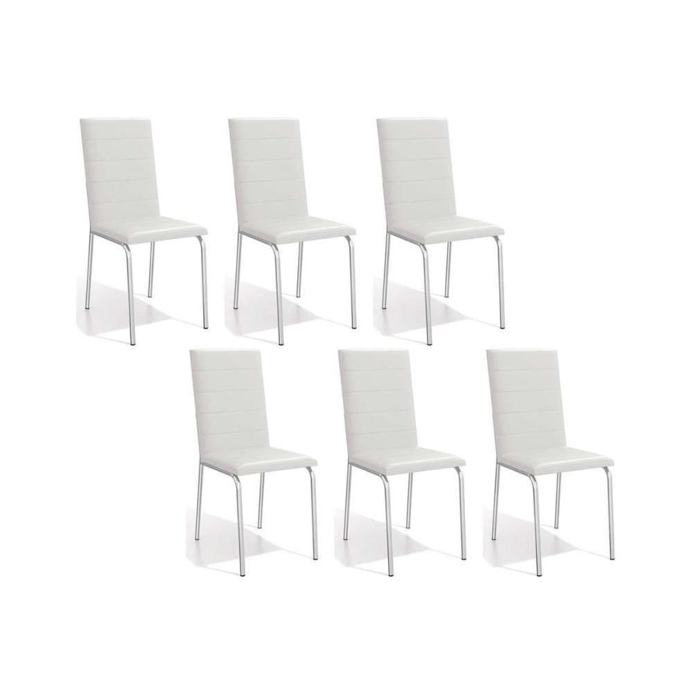 Cadeira De Cozinha Amsterdã C091 Kit 6 Un Cromada Branco 106